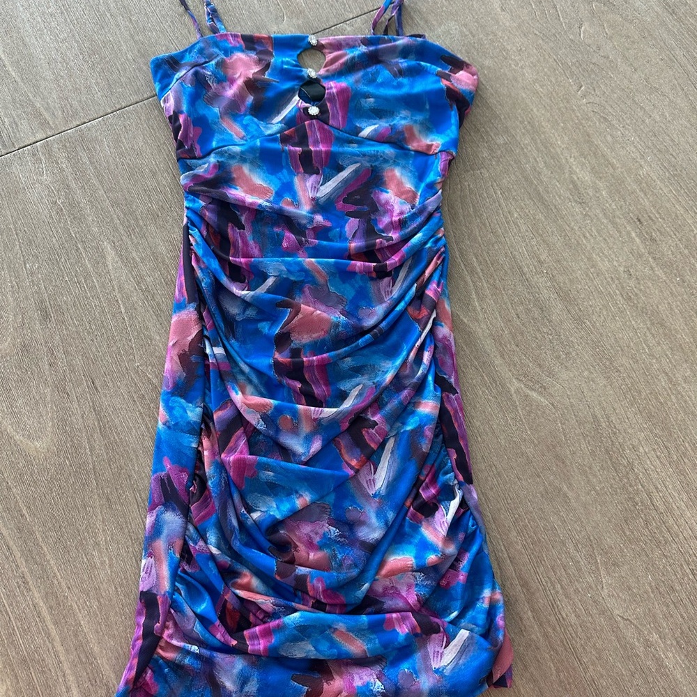 Windsor Vibrant Blue and Pink Mini Dress